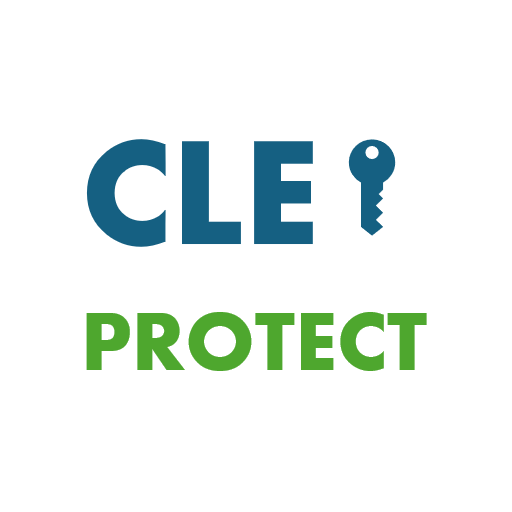 Logo CLEPROTECT Logo mit den Worten "CLE" in Blau und "PROTECT" in Grün, sowie einem Schlüssel-Symbol.