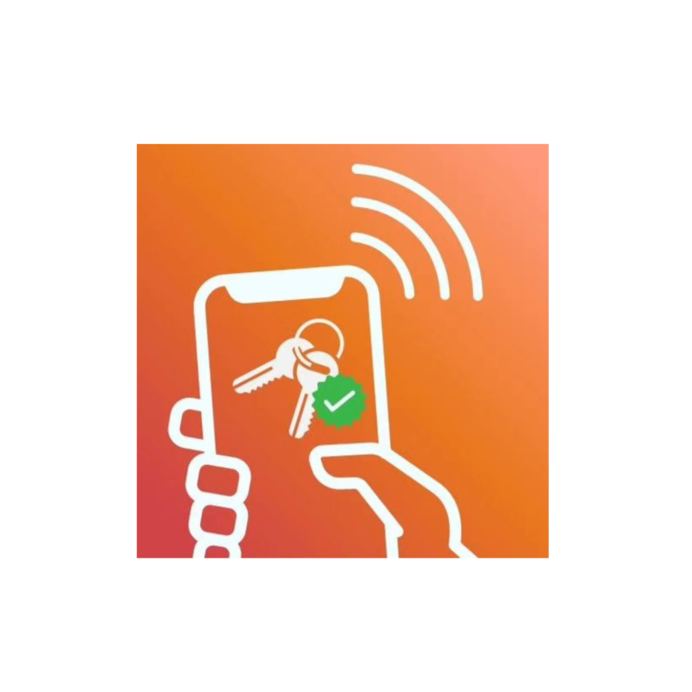 Logo von KeyReg Hand hält ein Smartphone mit einem Schlüssel-Icon und einem Häkchen.